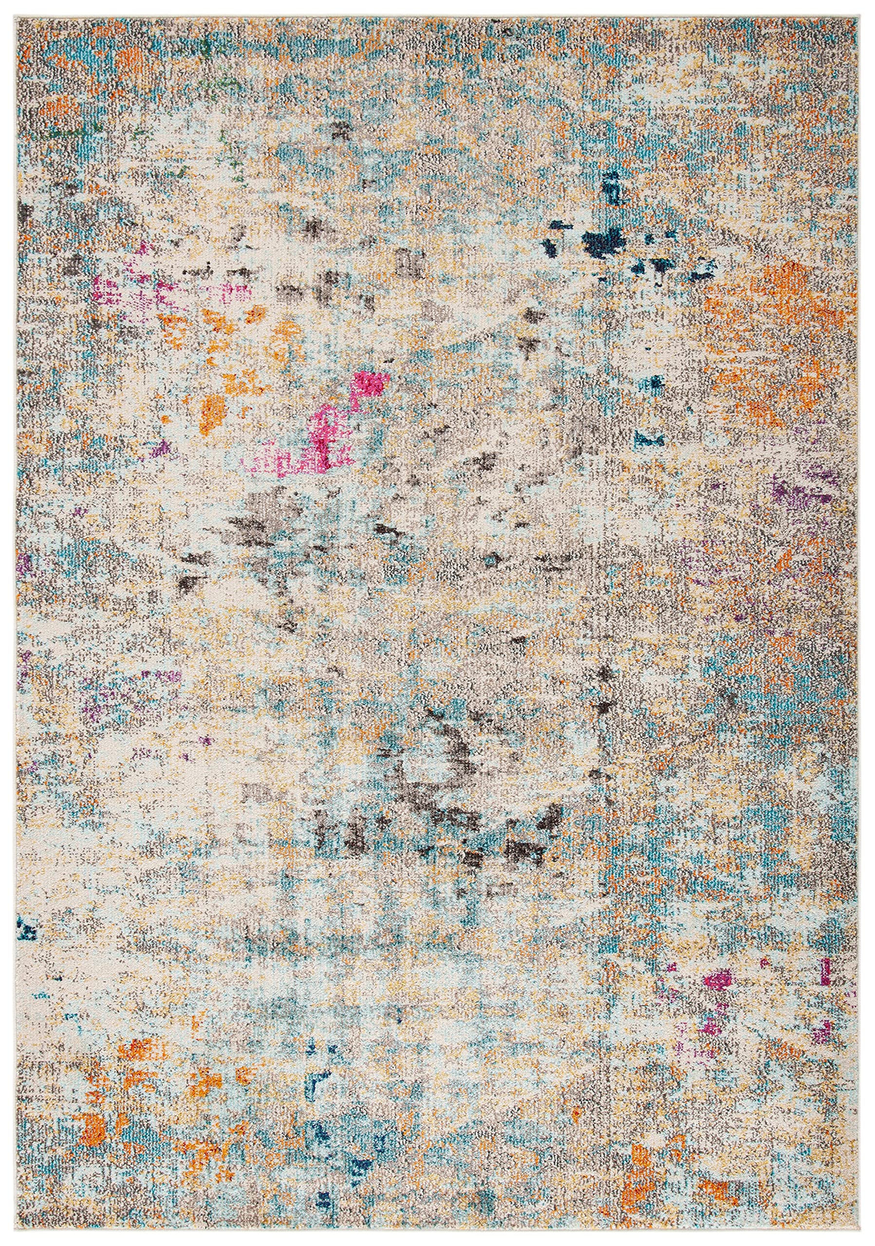 Safavieh Madison Collection Area Rug - 5'3'' X 7'6'', Grey & Gold, Boho Abstract Distressed Design, Non-Shedding & Easy Care, Id